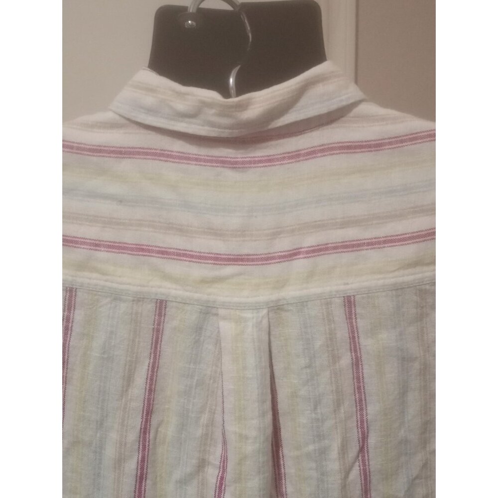 NWT Women’s Gap Button-Down Linen Blend Shirt- Pink Multicolor Size Small S - Picture 9 of 14